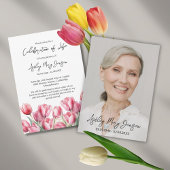 Tulip Celebration of Life Photo Funeral 招待状