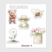 Tulip Daisy Flowers Bear Strawberry Frog Bee シール (シート)