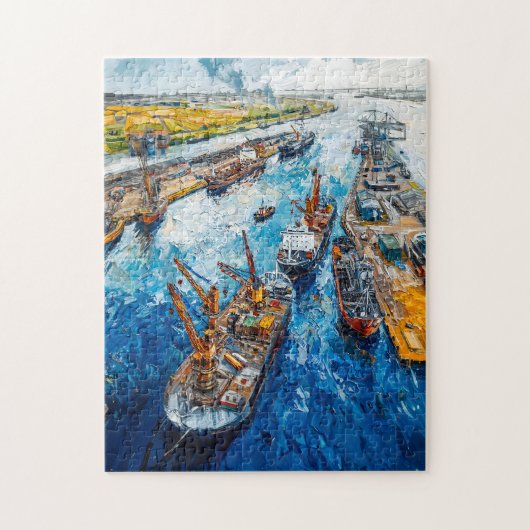 Tulip Fields with Barn and Stream Fantasy Painting ジグソーパズル (縦)