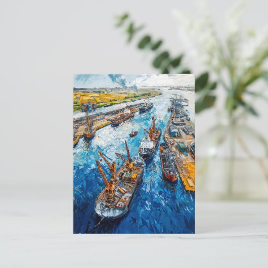 Tulip Fields with Barn and Stream Fantasy Painting ポストカード (スタンド正面)