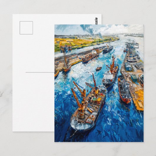 Tulip Fields with Barn and Stream Fantasy Painting ポストカード (正面/裏面)