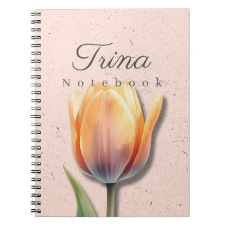 Tulip Floral Notebook Name | Pastel Journal ノートブック