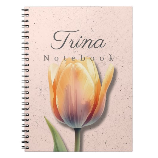 Tulip Floral Notebook Name | Pastel Journal ノートブック (正面)