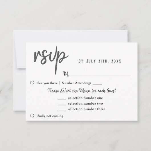 Tulip Flower結婚's Menu Choice RSVP (正面)