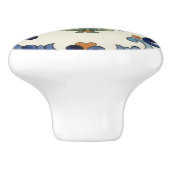 Tulip Flower Mediterranean Blue Orange Cream セラミックノブ (側面)