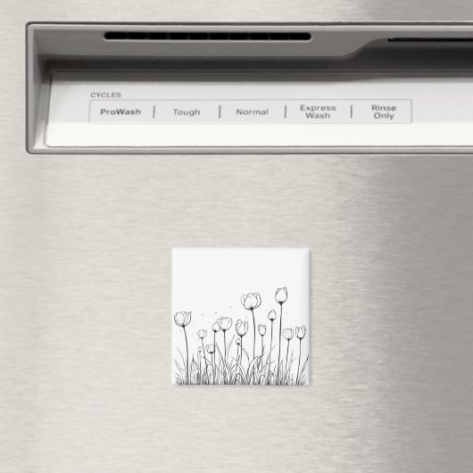 Tulip Flower Tulipa Floral Stencil Pattern Design マグネット (インサイチュ (食洗機))