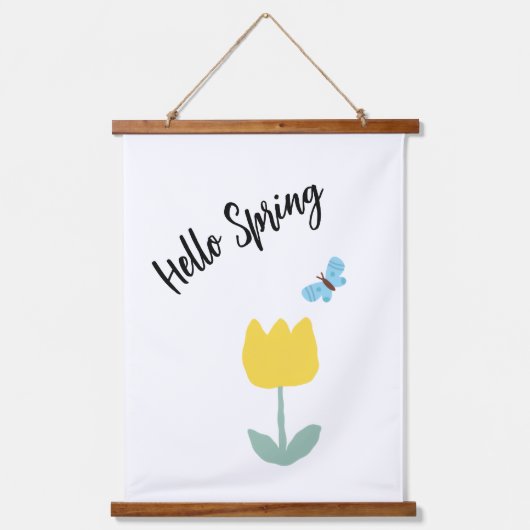 tulip flowers butterfly 吊り下げ型タペストリー (正面)