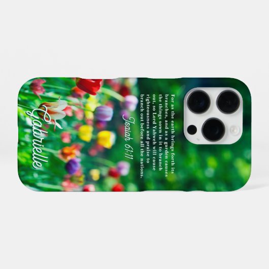 Tulip Garden Bible Verse iPhoneケース (裏面横)