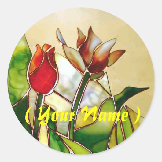 Tulip Happy Name Art Stickers ラウンドシール (正面)