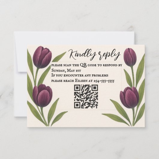 Tulip Heirloom QR Code RSVP Card (正面)