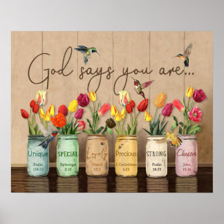 Tulip & Hummingbirds God Says You Are Poster ポスター