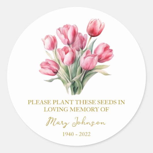 Tulip Memorial Funeral Seed Packet ラウンドシール (正面)