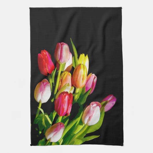 Tulip Painting - Original Flower Art キッチンタオル (縦)