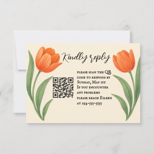 Tulip Paradise QR Code RSVP Card (正面)