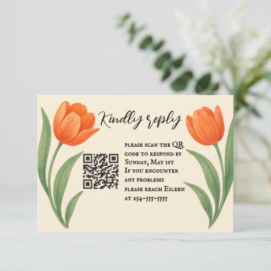 Tulip Paradise QR Code RSVP Card (スタンド正面)