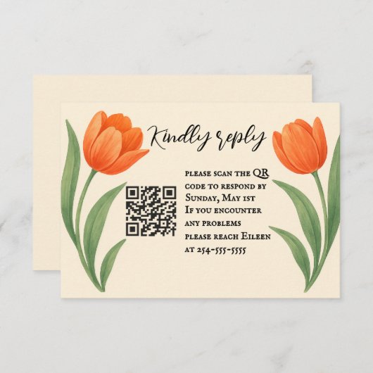 Tulip Paradise QR Code RSVP Card (正面/裏面)