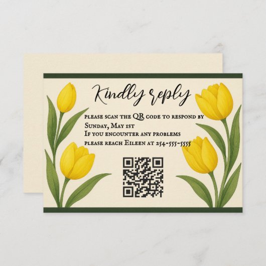 Tulip Reverie QR Code RSVP Card (正面/裏面)