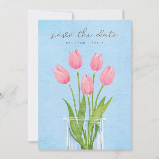 TULIP Save The Date 招待状 / 水彩花卉 (裏面)