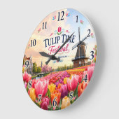 Tulip Time Festival Holland Michigan Dutch Tulip ラージ壁時計 (傾斜)