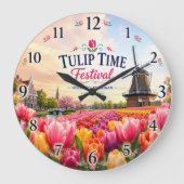 Tulip Time Festival Holland Michigan Dutch Tulip ラージ壁時計 (正面)