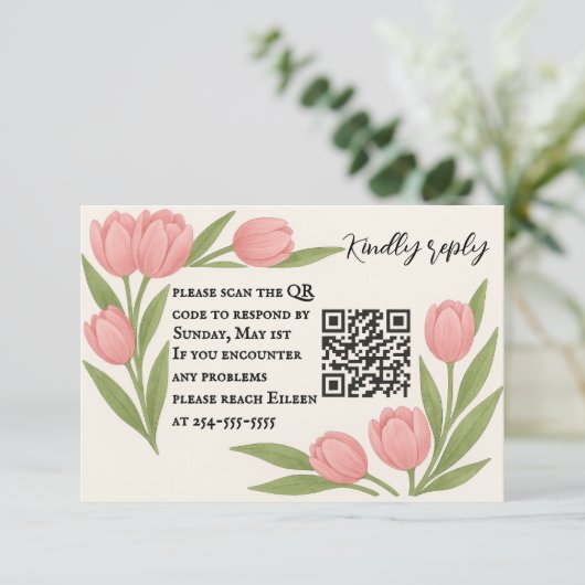 Tulip Together QR Code RSVP Card (スタンド正面)