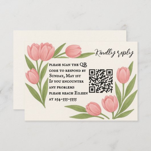 Tulip Together QR Code RSVP Card (正面/裏面)