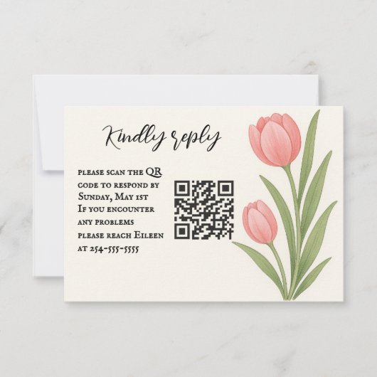 Tulip Treasure QR Code RSVP Card (正面)