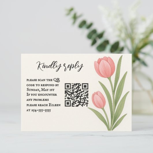 Tulip Treasure QR Code RSVP Card (スタンド正面)