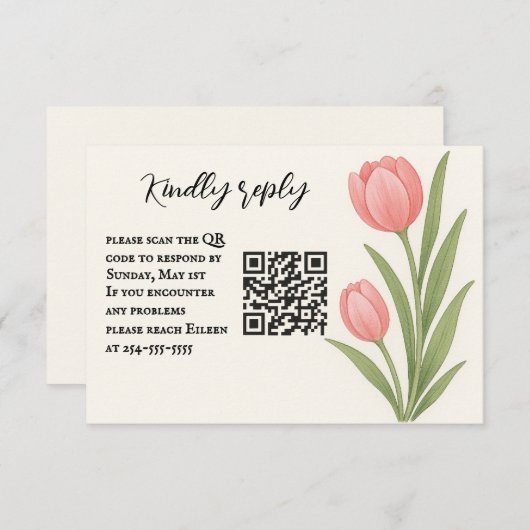 Tulip Treasure QR Code RSVP Card (正面/裏面)