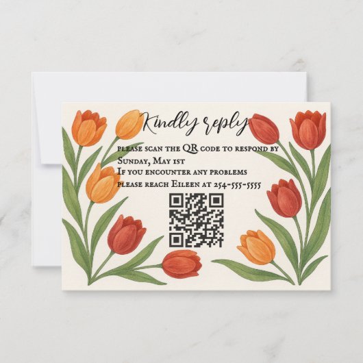 Tulip Veil QR Code RSVP Card (正面)