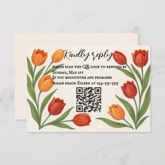 Tulip Veil QR Code RSVP Card (正面/裏面)