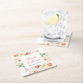 Tulips and Daffodils Spring Wedding スクエアペーパーコースター (インサイチュ)