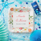 Tulips and Daffodils Spring Wedding ペーパープレート (パーティー)