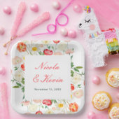 Tulips and Daffodils Spring Wedding ペーパープレート (パーティー)