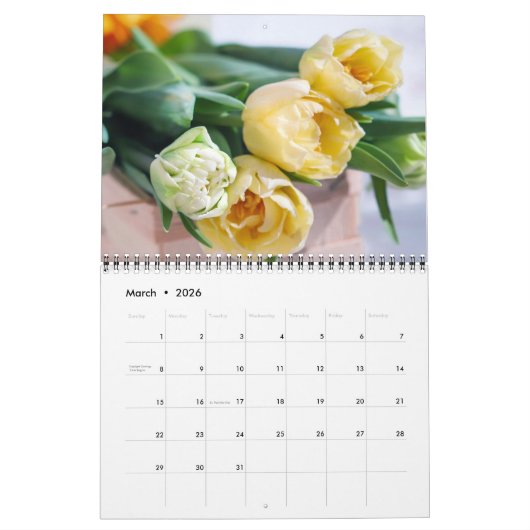 Tulips Calendar カレンダー (3月 2026)
