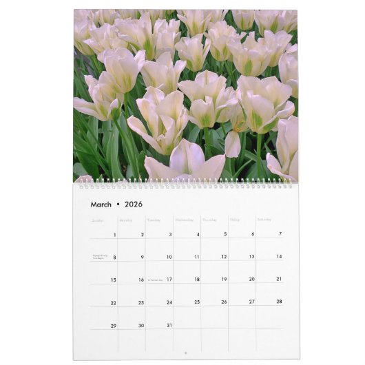 tulips Calendar カレンダー (3月 2026)