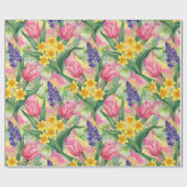 Tulips, Daffodils, Hyacinths in Alcohol Ink Style ラッピングペーパー (フラット)