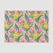 Tulips, Daffodils, Hyacinths in Alcohol Ink Style 薄葉紙 (正面)