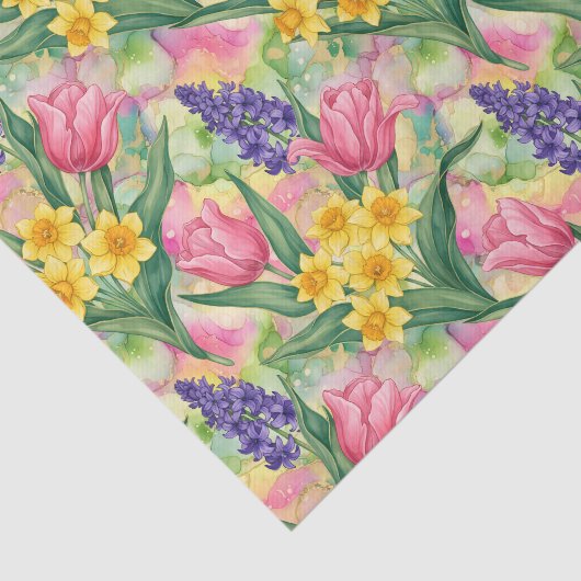 Tulips, Daffodils, Hyacinths in Alcohol Ink Style 薄葉紙 (詳細)