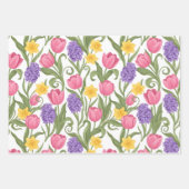 Tulips Daffodils Hyacinths Three Different Styles ラッピングペーパーシート (正面2)