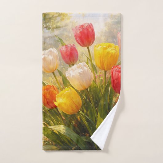Tulips Garden - Painterly Style バスタオルセット (ハンドタオル)