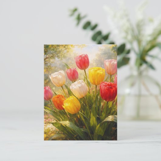 Tulips Garden - Painterly Style ポストカード (スタンド正面)