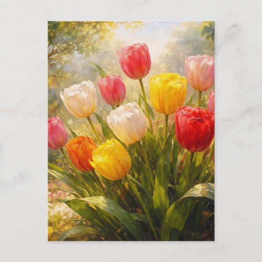 Tulips Garden - Painterly Style ポストカード (正面)