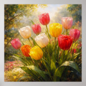 Tulips Garden - Painterly Style Art ポスター (正面)