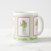 Tulips Handpainted Watercolor PERSONALIZE Gardener ジャンボコーヒーマグカップ (正面右)