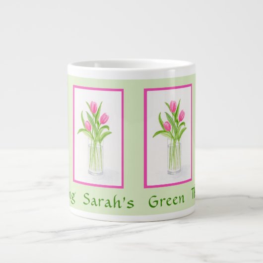 Tulips Handpainted Watercolor PERSONALIZE Gardener ジャンボコーヒーマグカップ (正面)