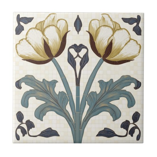 Tulips in Art Nouveau Style タイル (正面)