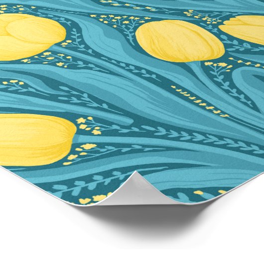 Tulips in blue and yellow ポスター (角)
