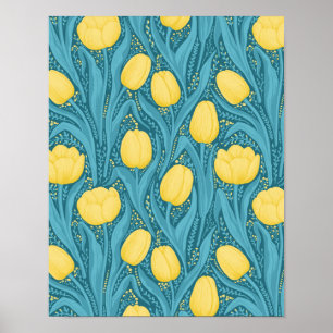 Tulips in blue and yellow ポスター