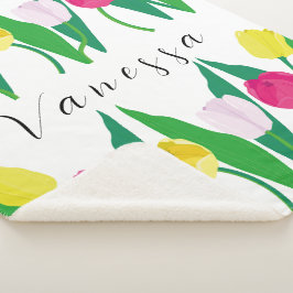 Tulips Pink Yellow Purple Green Modern Customize. シェルパブランケット